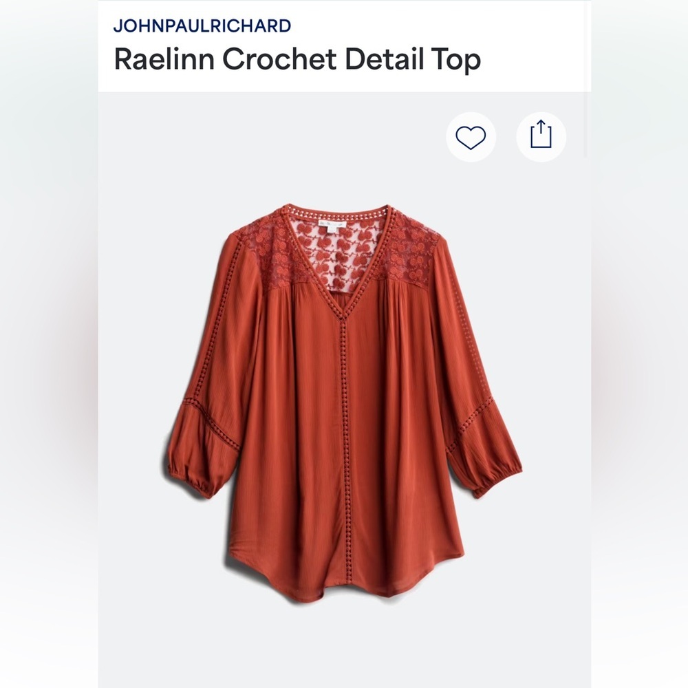 JohnPaulRichard Terracotta Lace V-Neck Blouse